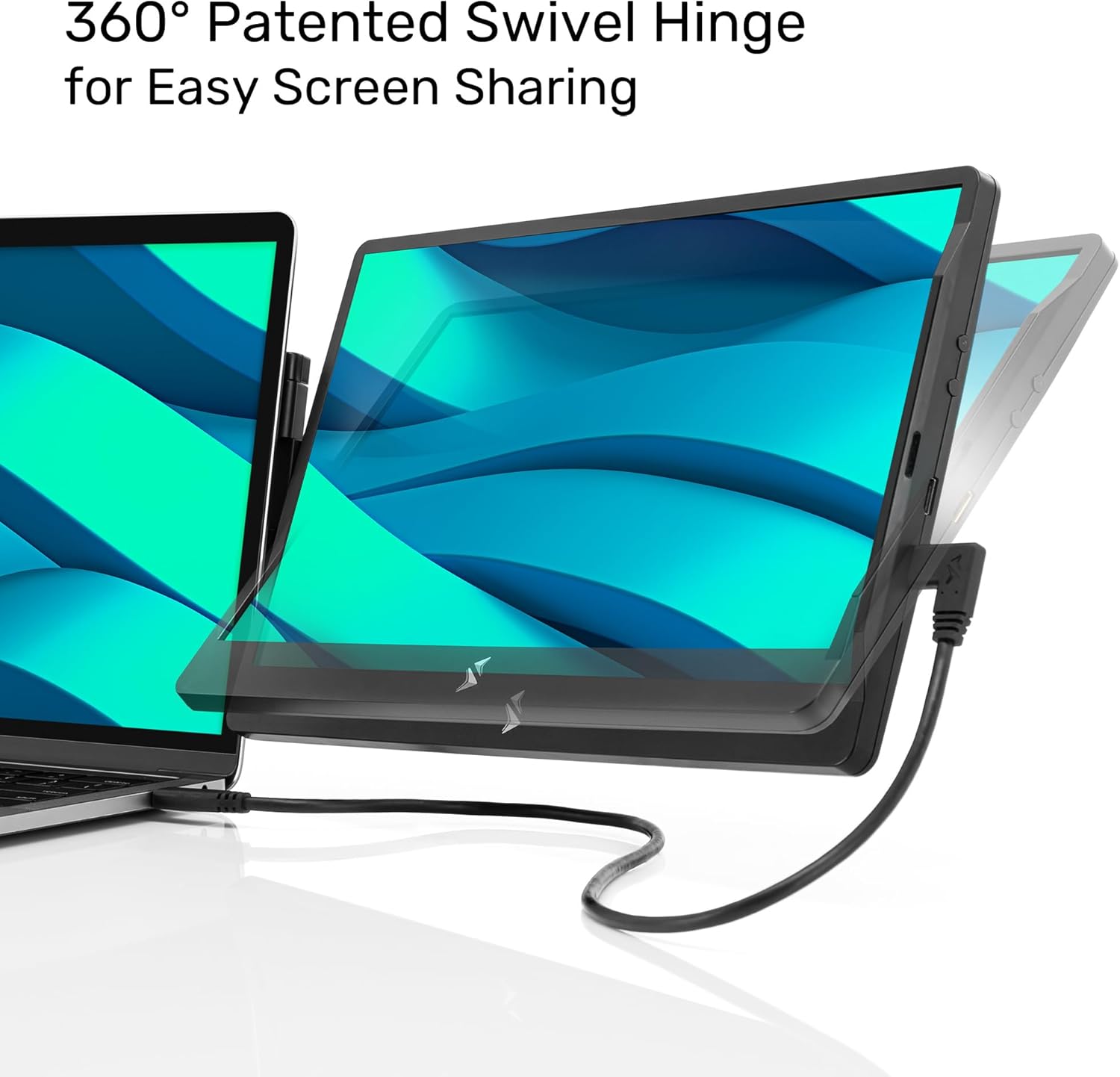 SideTrak Swivel 14 Attachable Portable Monitor Extender  FHD TFT Laptop Dual Screen with Kickstand + Unique Swivel Hinge  Compatible with Mac  PC  Chrome  Powered by USB/Mini HDMI Port (Black)