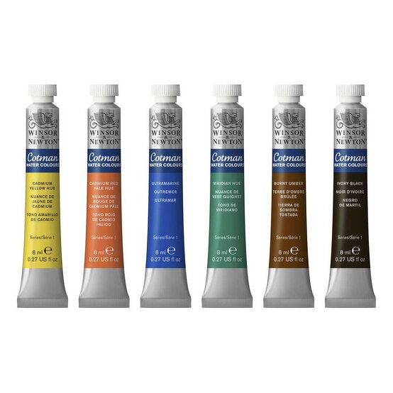 Winsor & Newton Cotman Watercolour Tubes 8ml 6 Pack