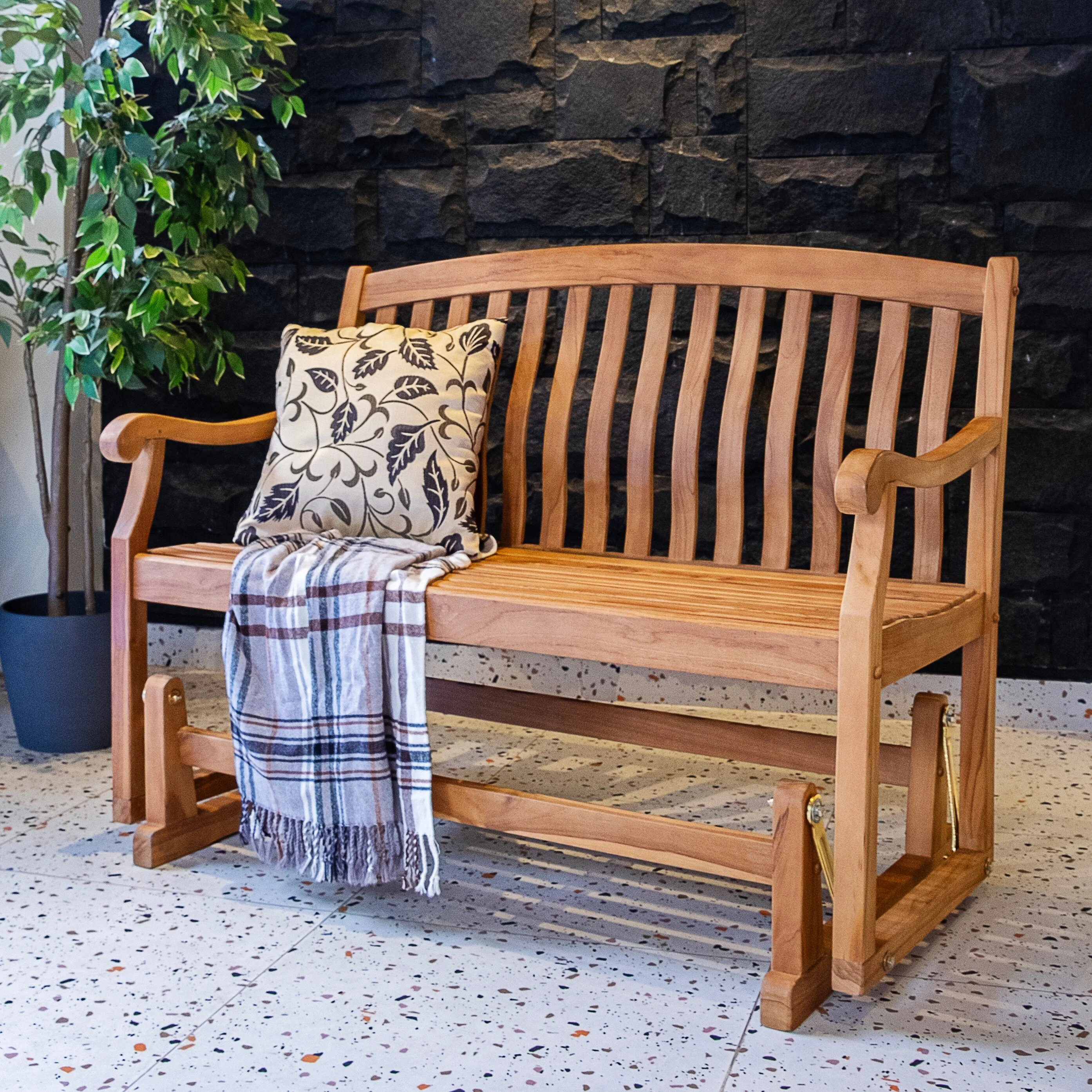 Cambridge Casual Sherwood Teak Wood Outdoor Glider Bench