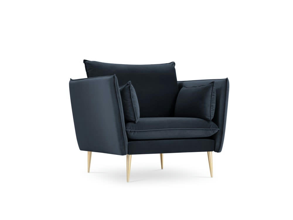 AGATE - Fauteuil en velours bleu foncé