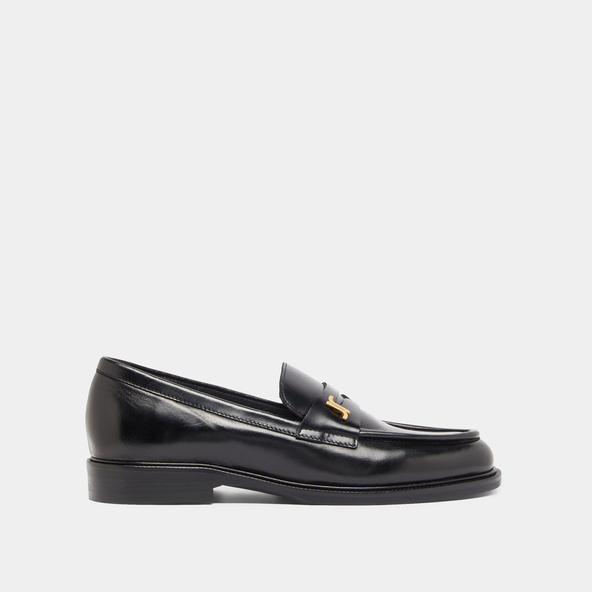 Mocassins à bouts ronds et monogrammesen cuir noir | DUEDI