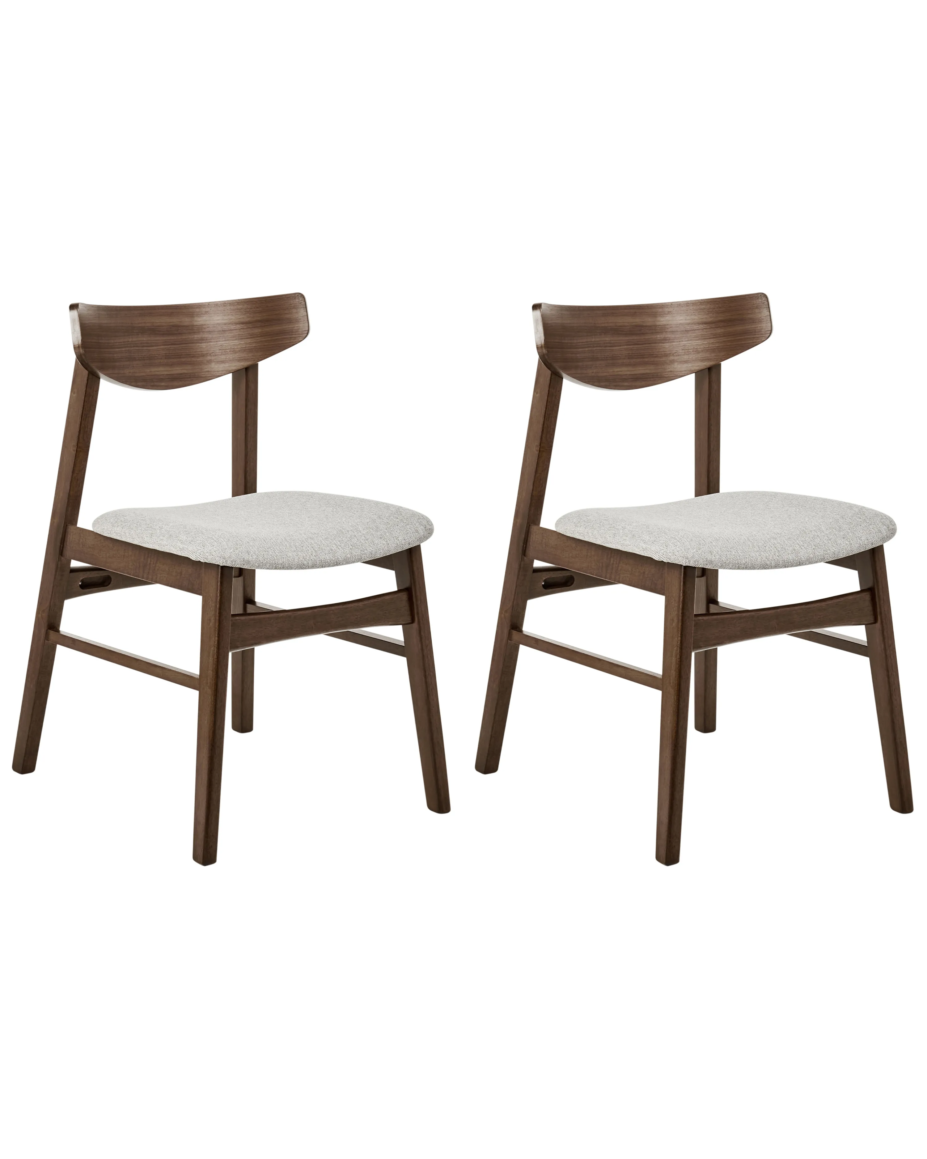 Set of 2 Dining Chairs SMILEY Wood Brown/ Grey