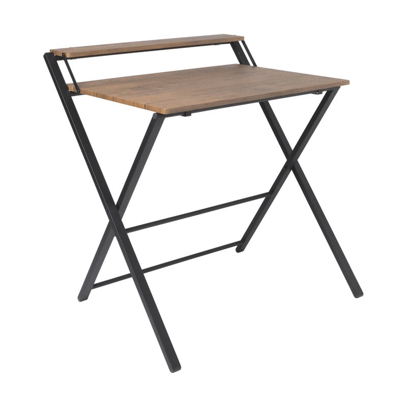 Inklapbaar bureau Leon - bruin/zwart - 84.5x81.5x70 cm