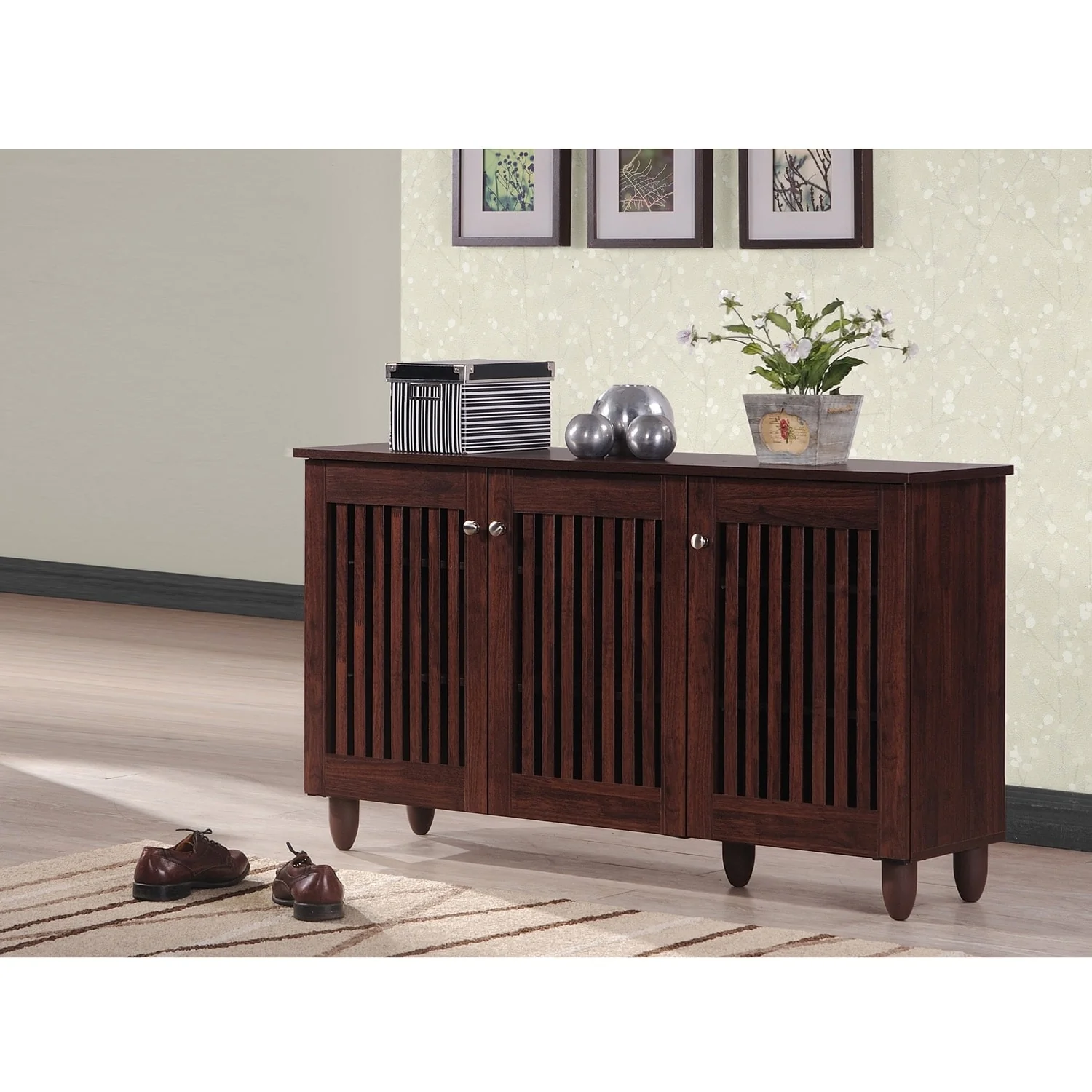Copper Grove Angelina Dark Brown 3-door Shoe Cabinet
