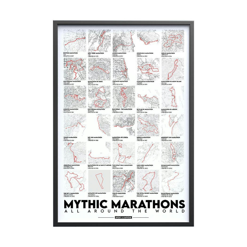 RUNNING - Affiche Les Marathons Mythiques 40x60 cm