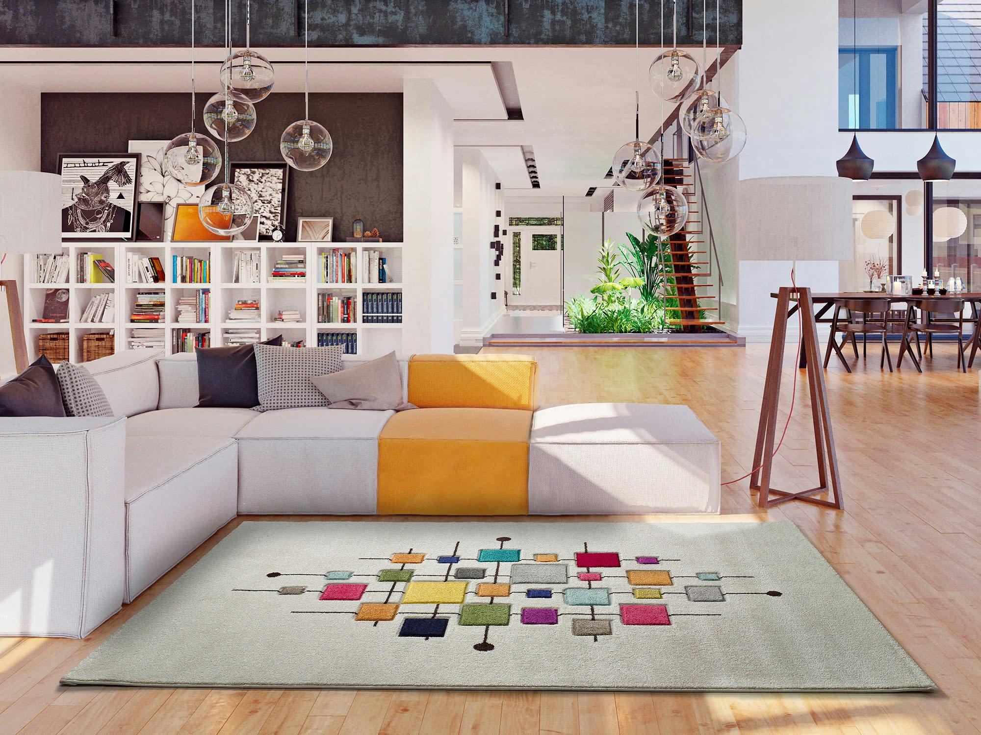 BOUTIQUE - Tapis géométrique coloré, 160x230 cm