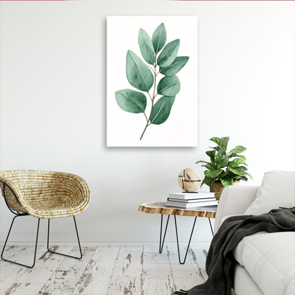 Feeby Obraz do salonu, Gałązka Liście Akwarela Zielony Minimalizm 40x60
