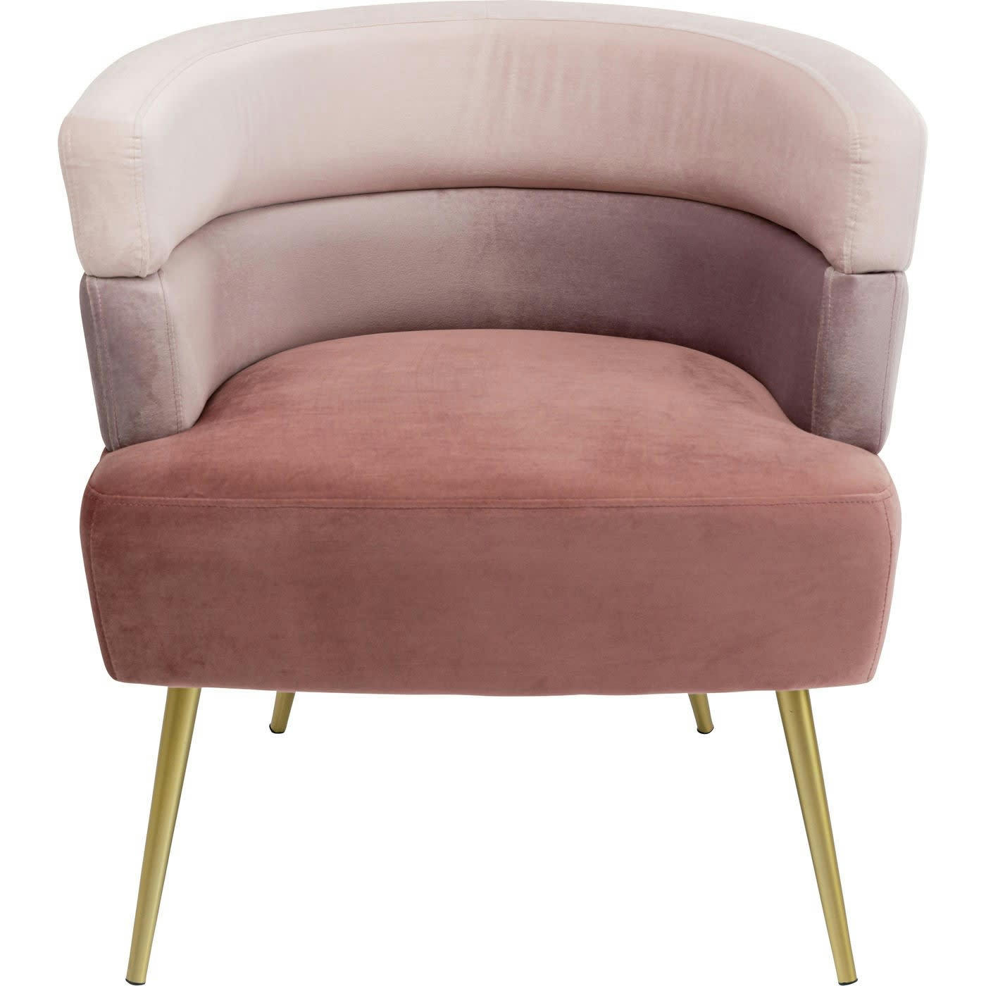 SANDWICH - Fauteuil en velours rose et acier doré