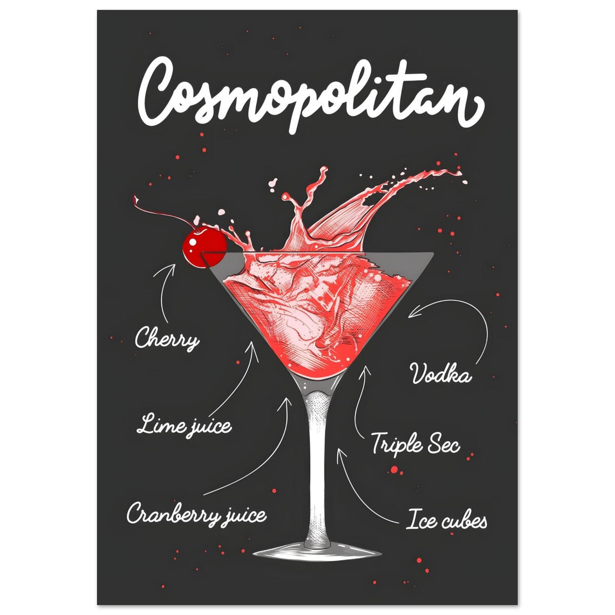 Artfulprints Cosmopolitan cocktail I – Illustratie  poster A4 21x29.7 cm