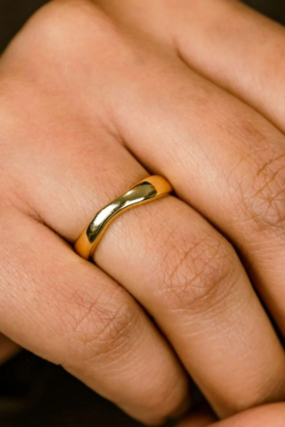 The Colourful Aura Sterling Silver Gold and Silver Slim Wave Irregular Open Band Cuff Ring