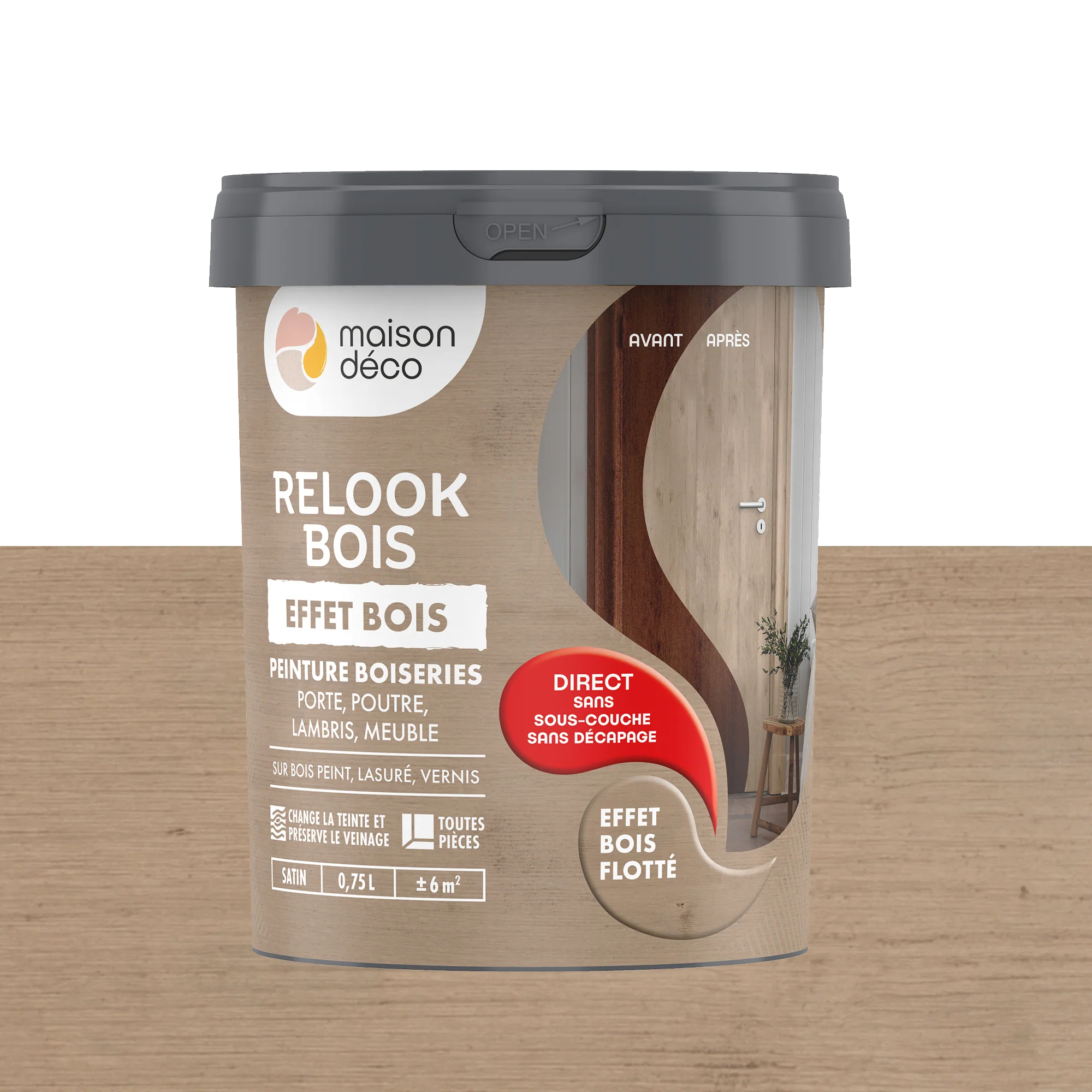 Relook bois effet bois Peinture Peinture bois flotté Satiné 0,75 L