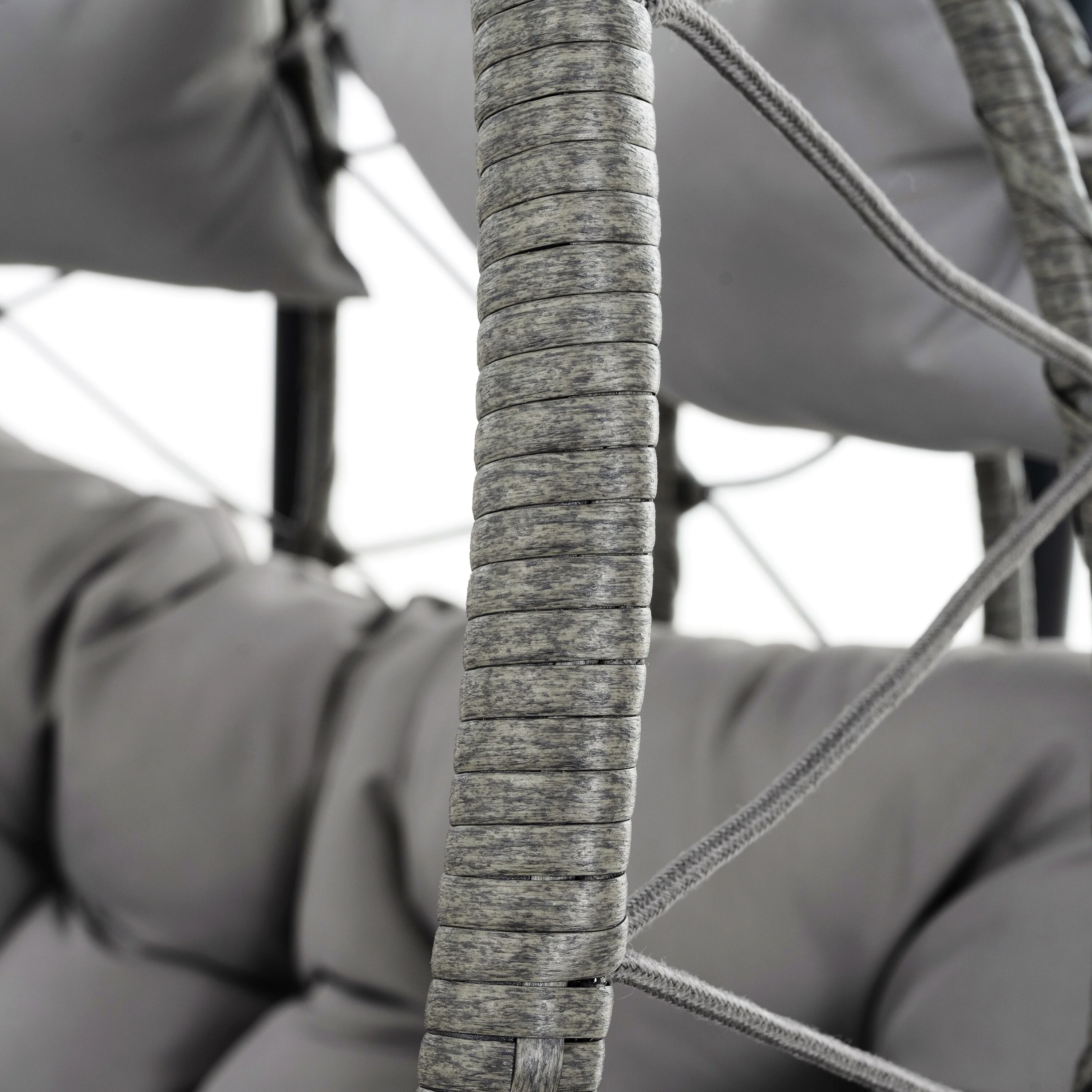 Steel Frame 2-Person Egg Chair with Stand and Outdoor Wicker Hanging Swing for Patio/Balcony