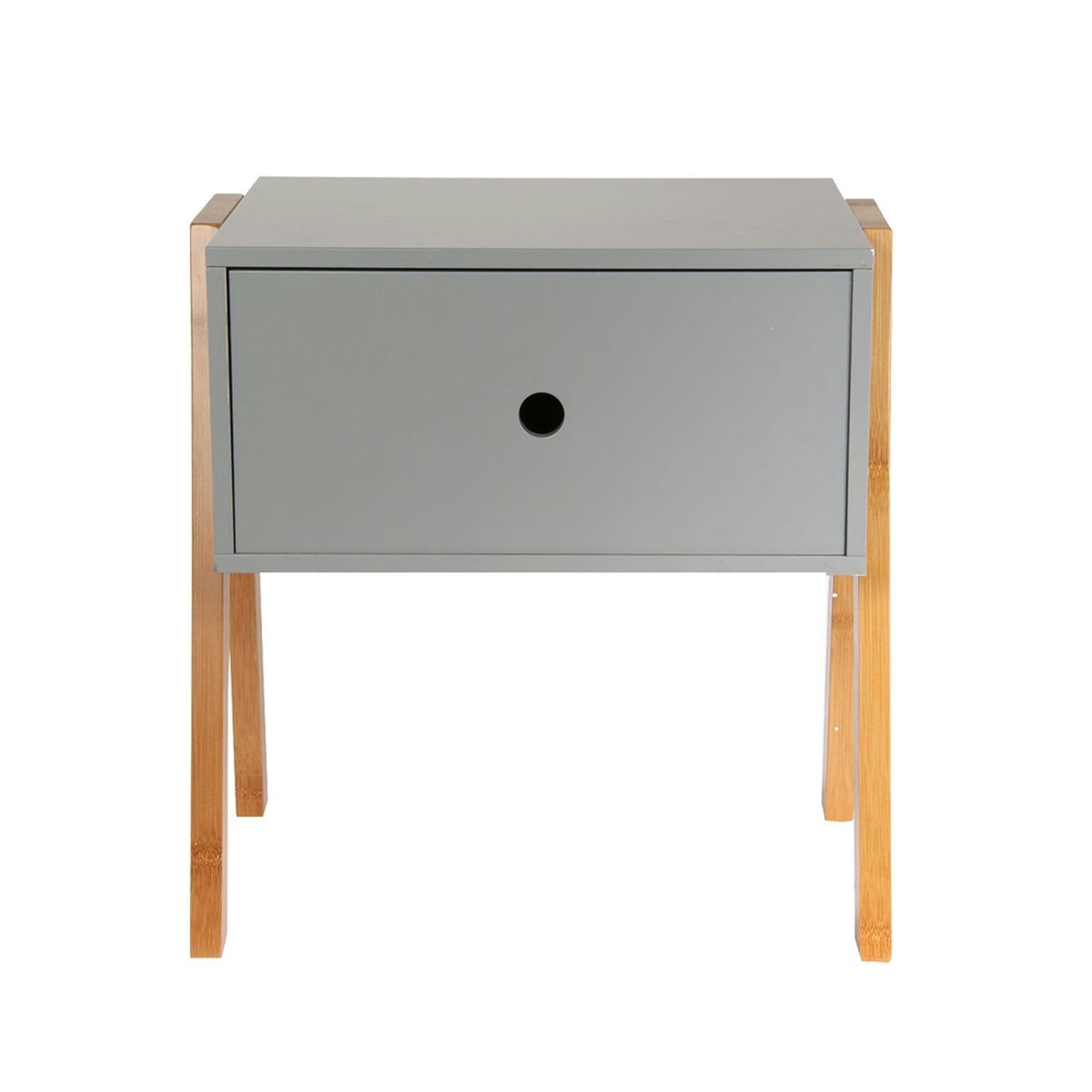 ANJA - Table de chevet scandi l. 44 x h. 45 cm gris