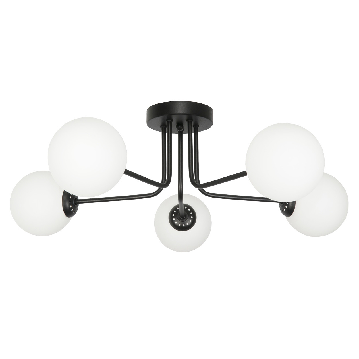 Lampa sufitowa czarna kule białe do salonu EDYLIT 5xE14 BORGIO 14-840