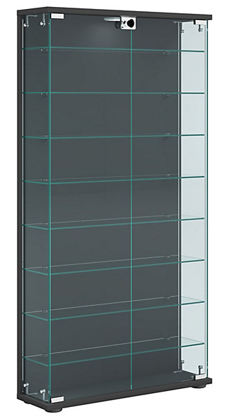 Holz Glas Stand Vitrine Regal Stelas L