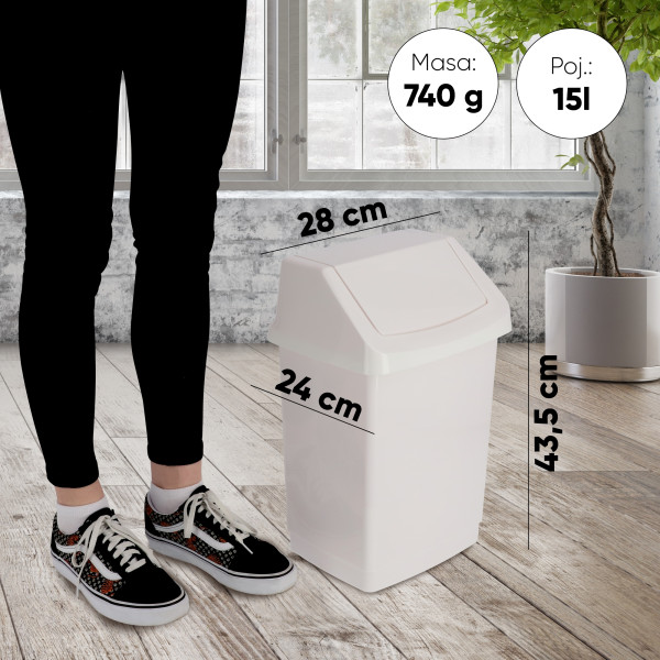 Curver Kosz Na Śmieci Uchylny 15 L Biały