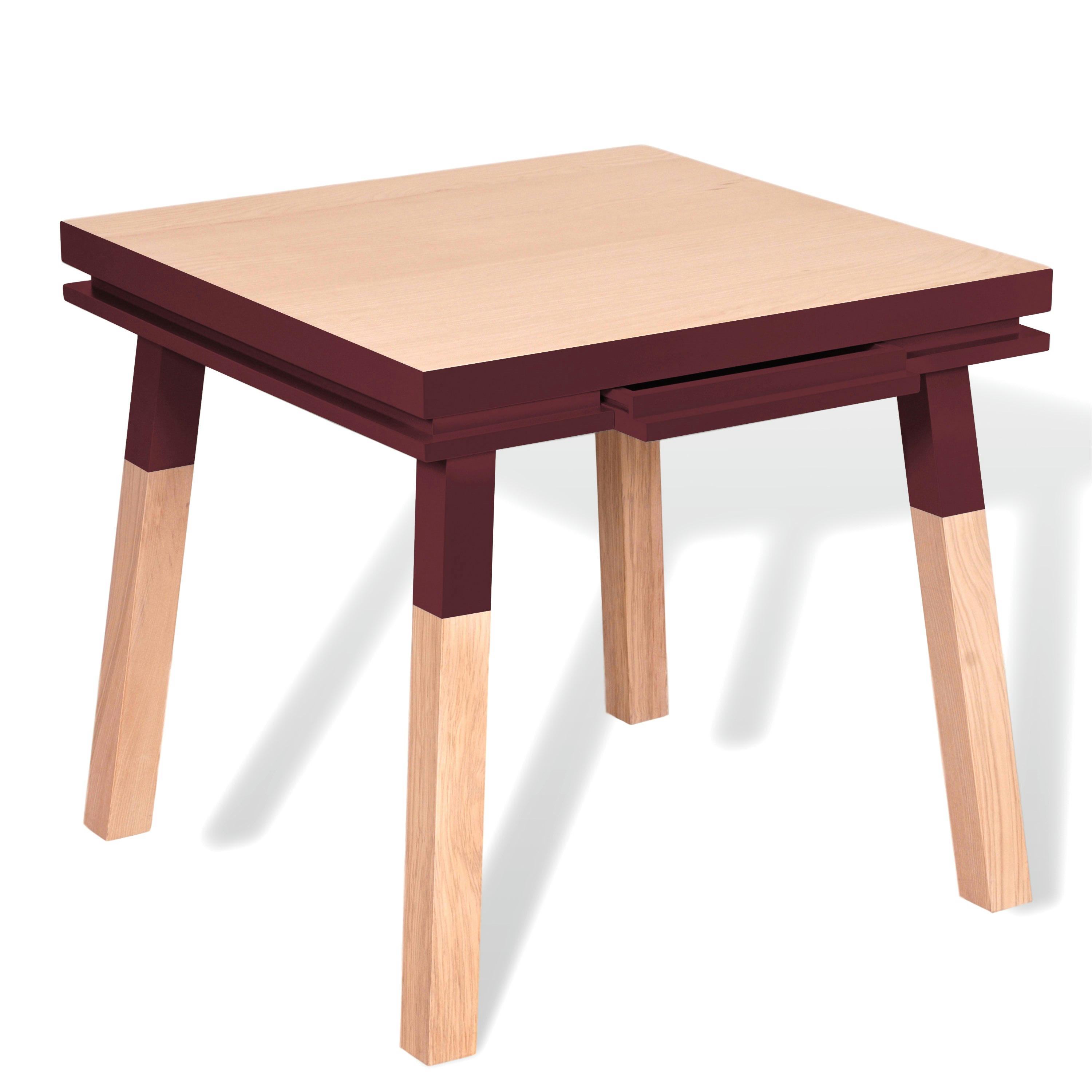 EGEE - Table de cuisine carrée avec tiroir 100 cm, 100% frêne massif