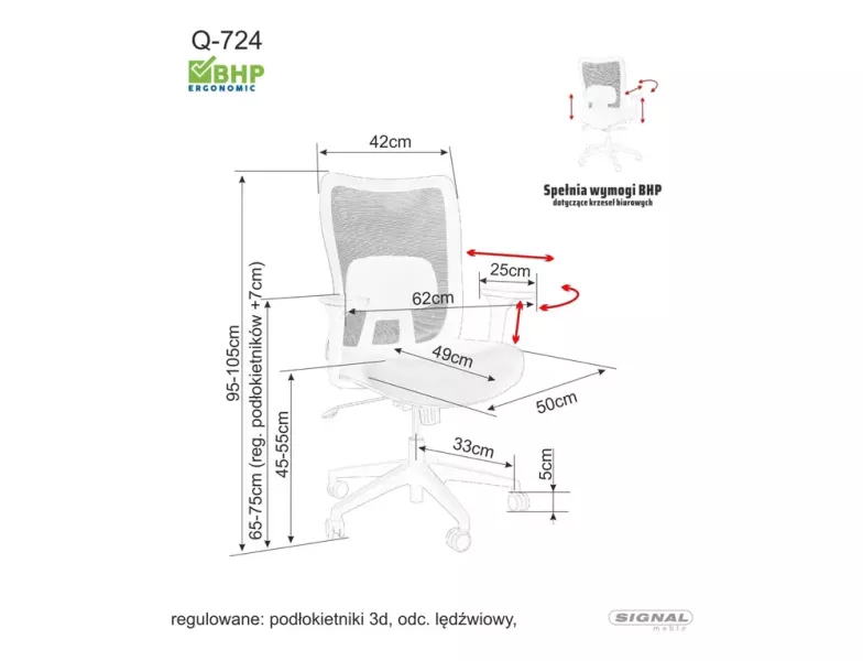 Fotel ergonomiczny Q-724 szary