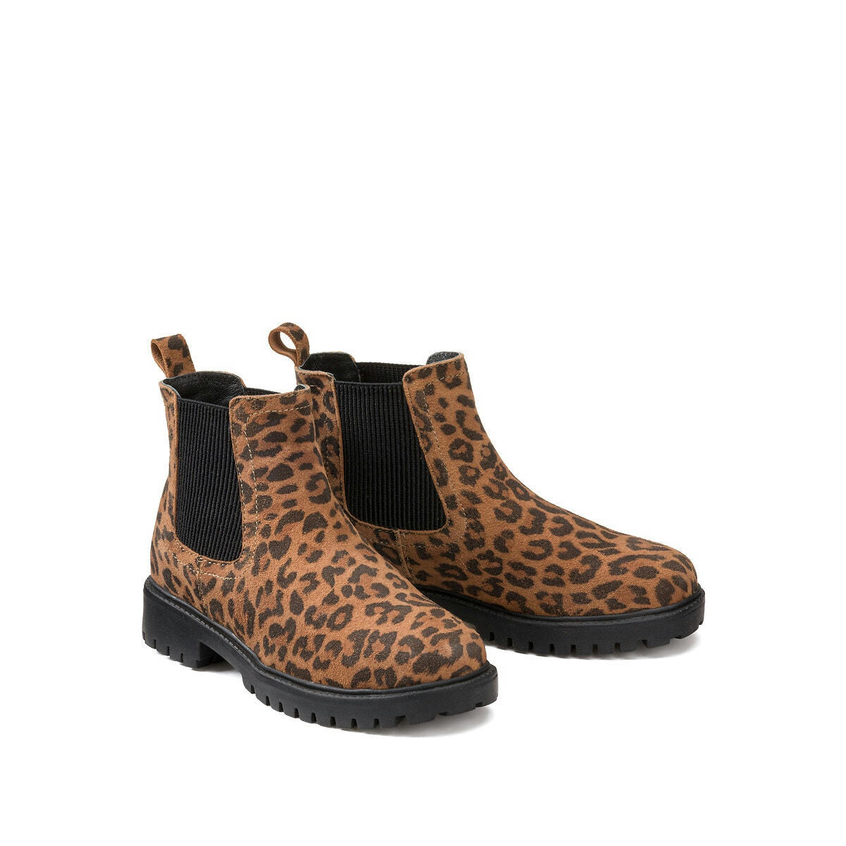 Boots en cuir imprimé Léopard