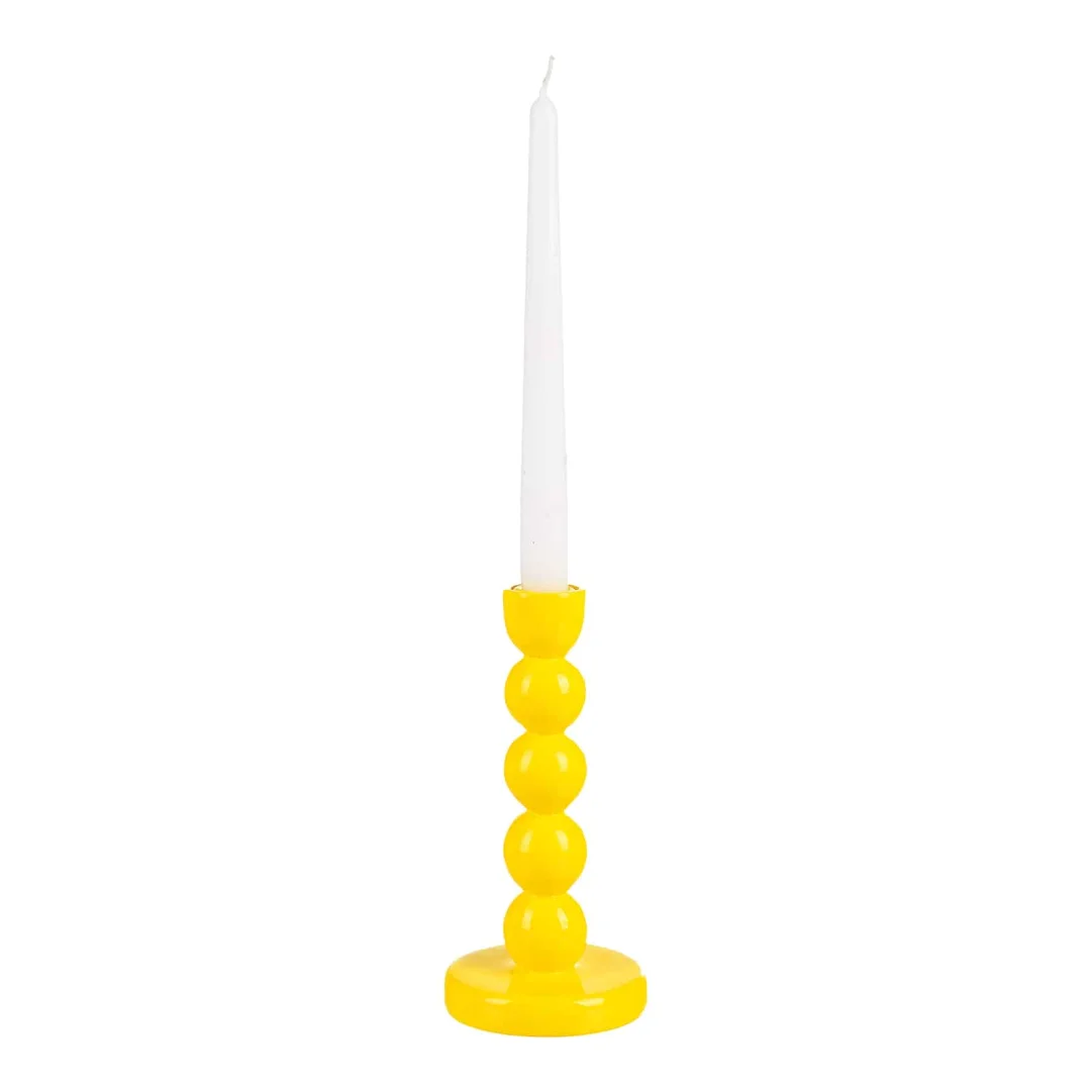 Stabkerzenhalter Bubbles Gelb, ⌀ 8.5 cm, H 200 mm