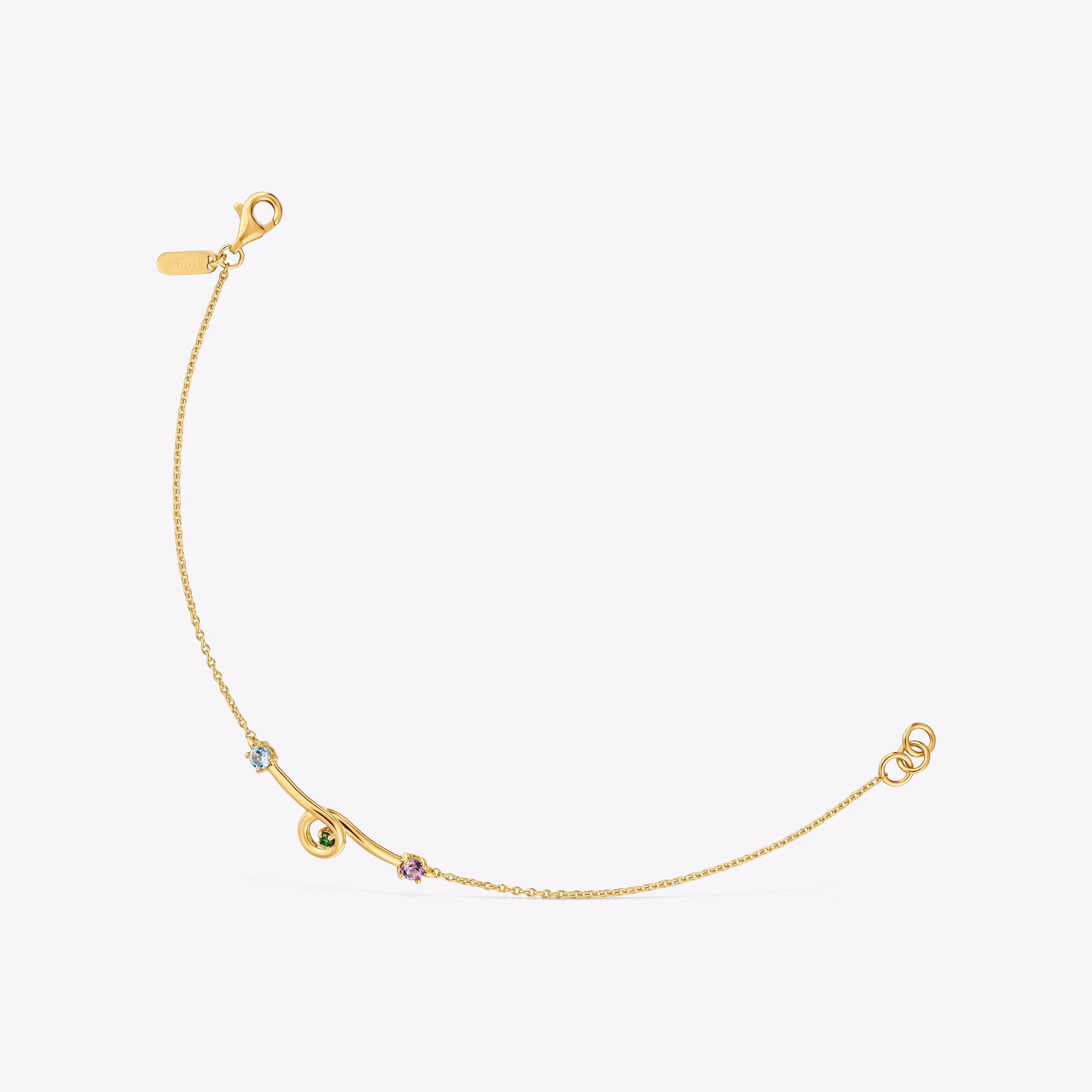 Pulsera cadena con baño de oro 18 kt sobre plata y gemas Lio