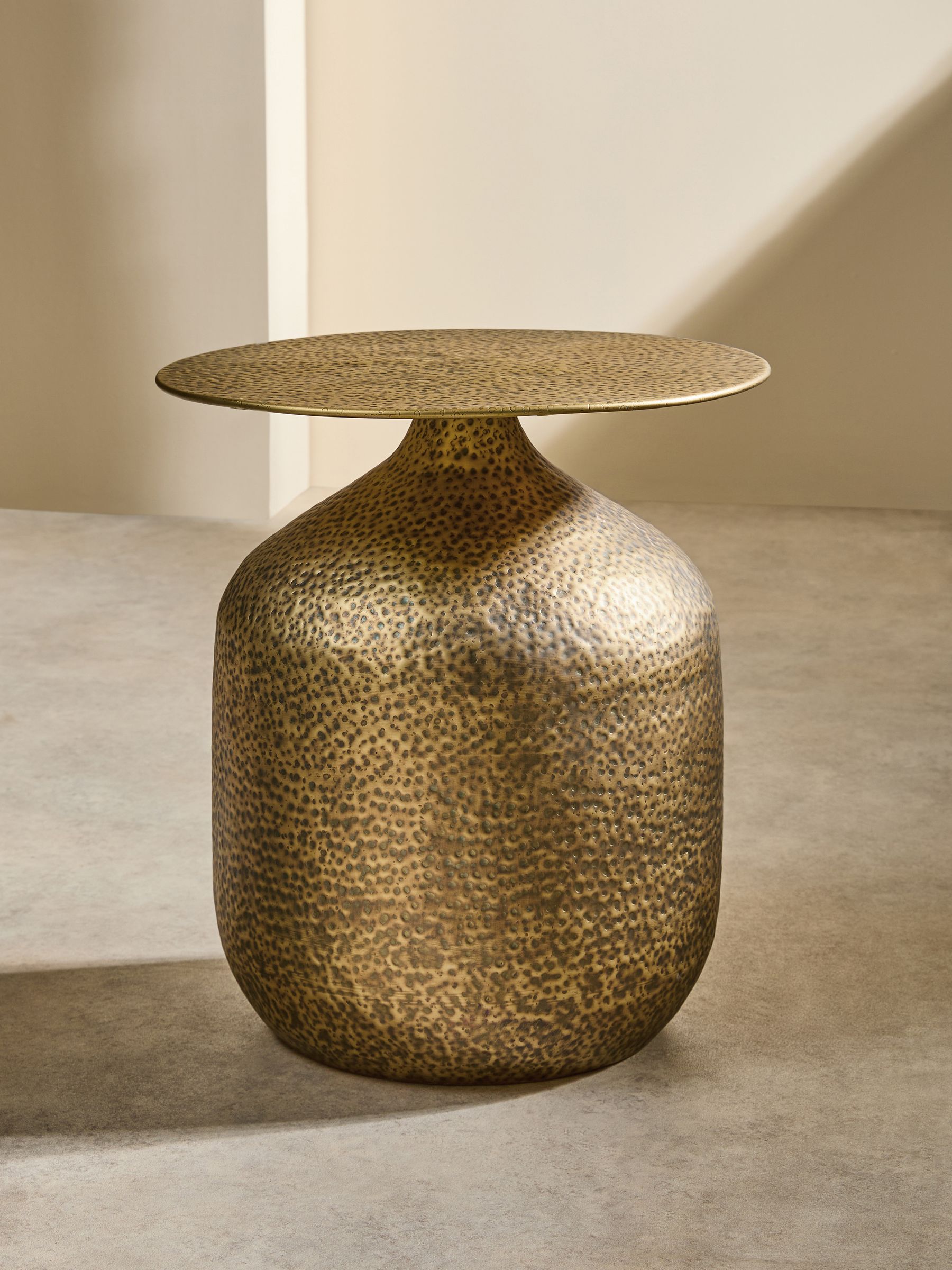 Zuri Side Table in Hammered Brass