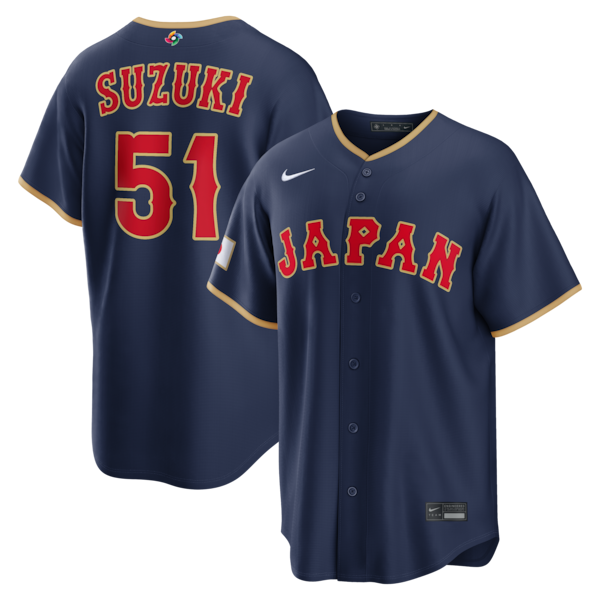 Seiya Suzuki Japan Baseball Nike 2026 World Baseball Classic Road Stadium Jersey - Navy/White