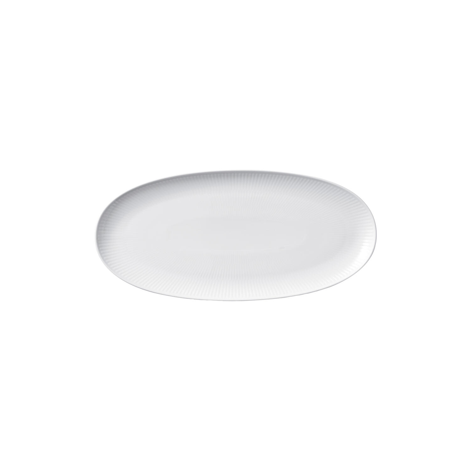 Hvid Riflet aflangt fad 37 cm