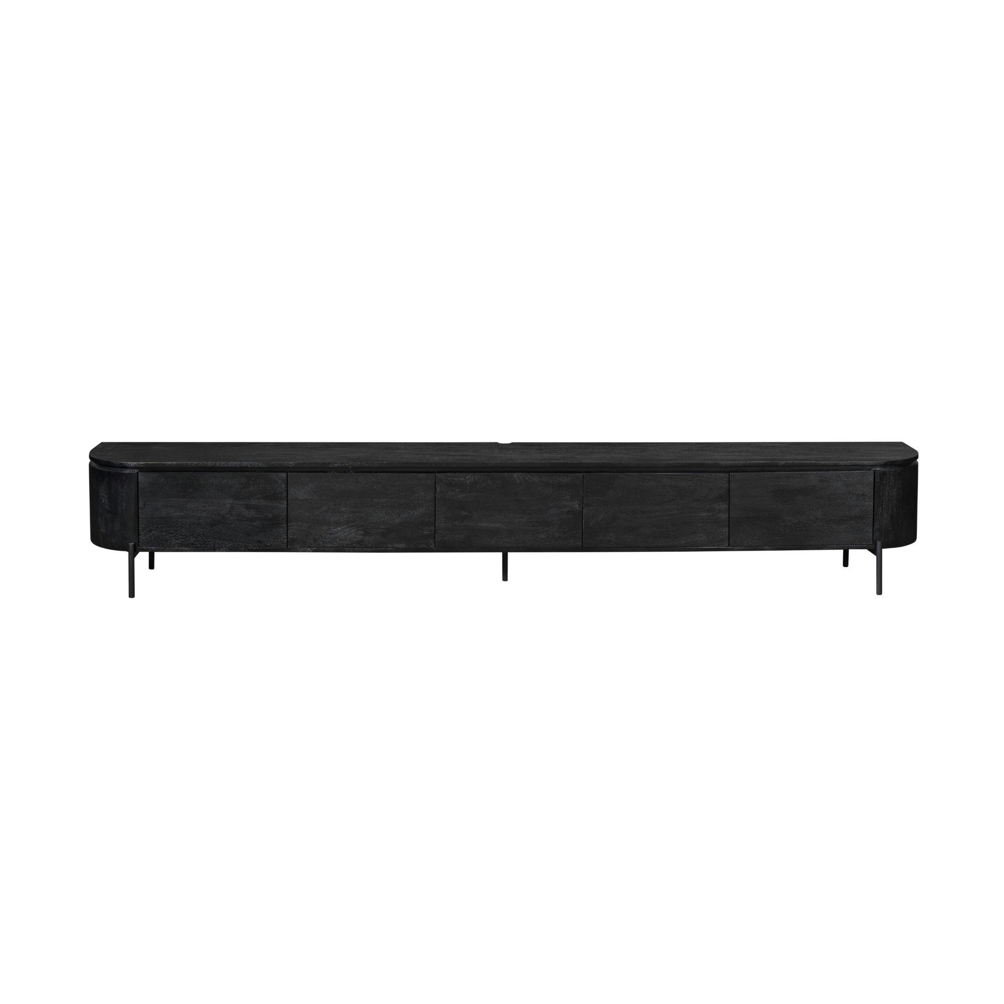 Long meuble TV suspendu bois noir 280 cm AREZZO