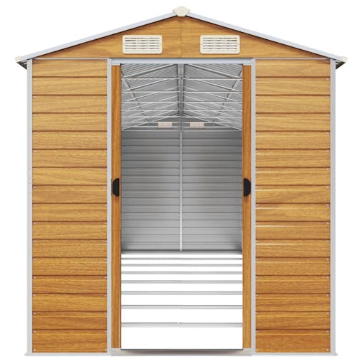 NNEVL Garden Shed Light Brown 191x725x198 cm Galvanised Steel