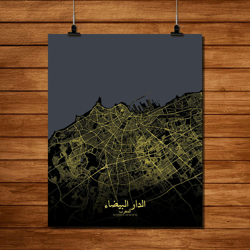 CASABLANCA - Affiche Casablanca Carte Nuit 40x50