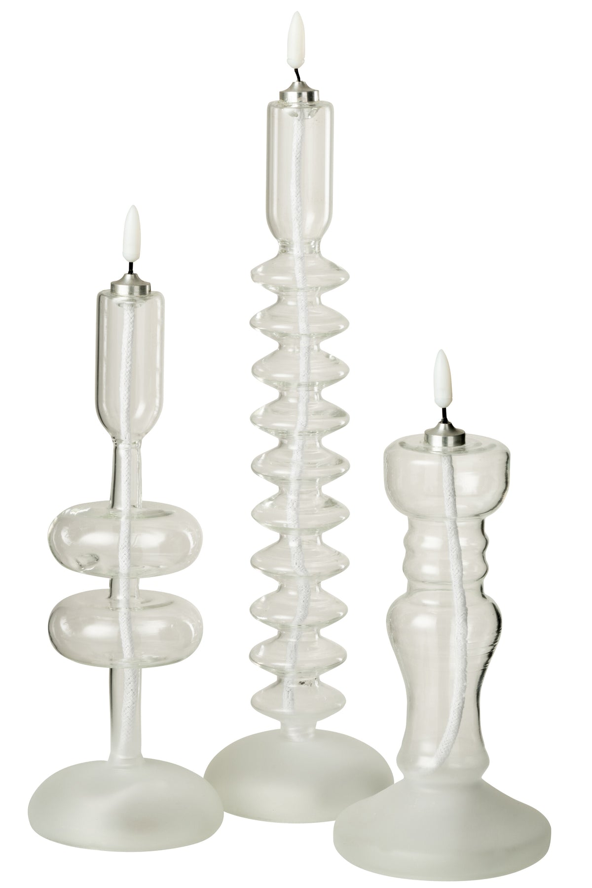J-Line kaars - glas - transparant - LED lichtjes