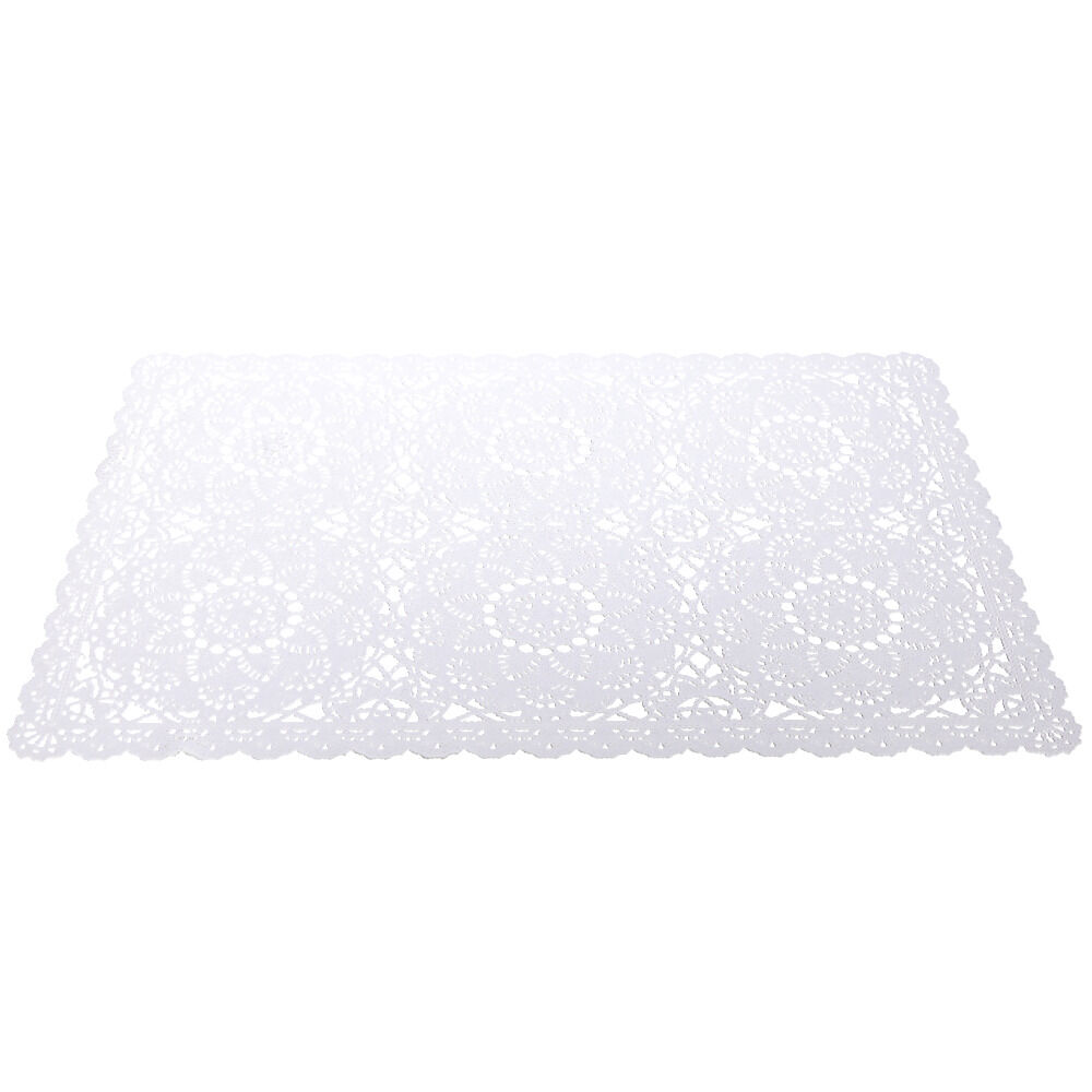 Set de table rectangulaire plastique blanc dentelle
