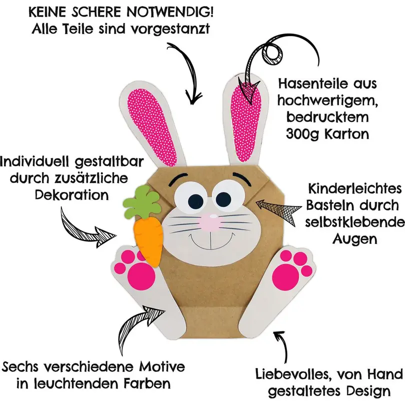 Bastelset 12er-Set DIY Osterhasentüten