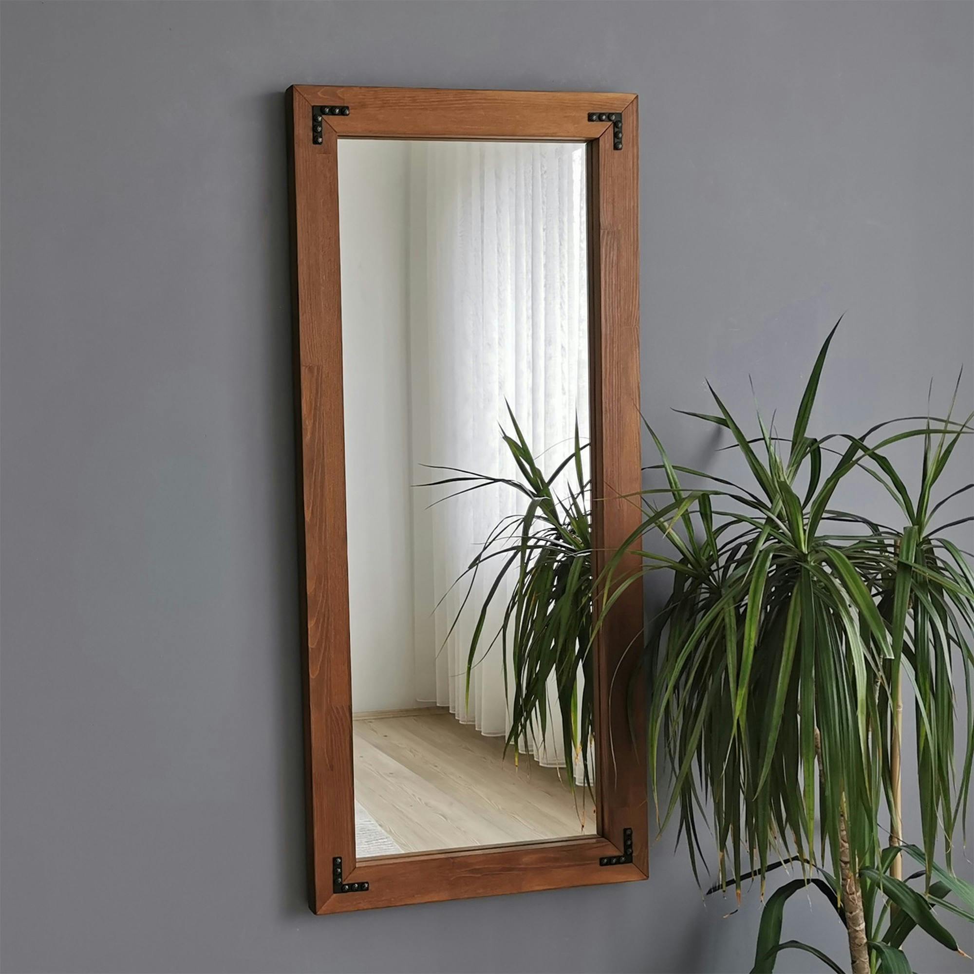 Miroir mural en bois brun - format vertical HILO