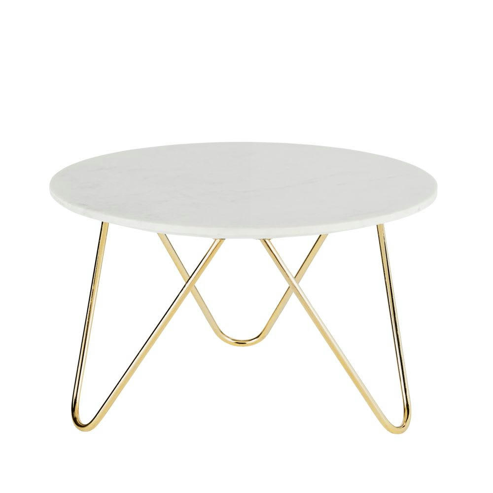 Eagle - Table basse ronde en marbre et métal coloris laiton