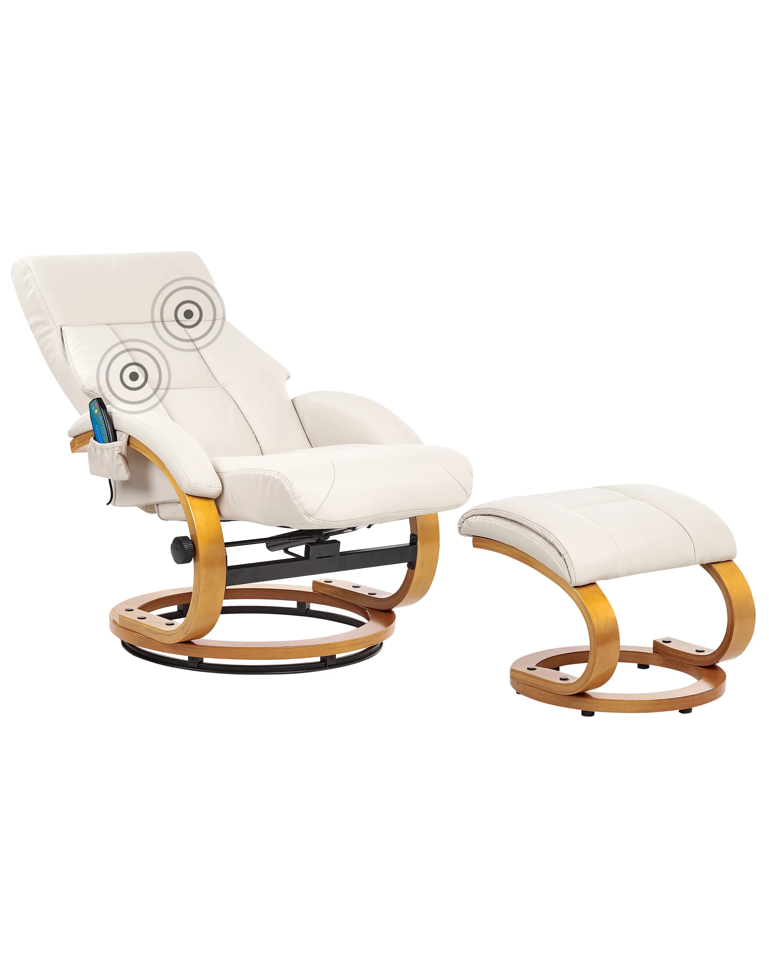 Massage Chair FORCE with Footstool Faux Leather Light Beige