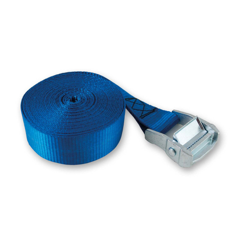 Sangle d'arrimage en polypropylène avec came à griffes bleue 25 mm x 5 m CHAPUIS