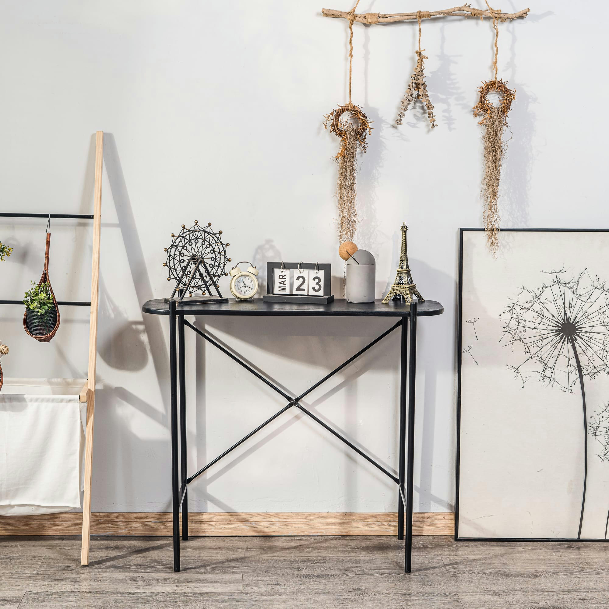 - Console style industriel en métal noir