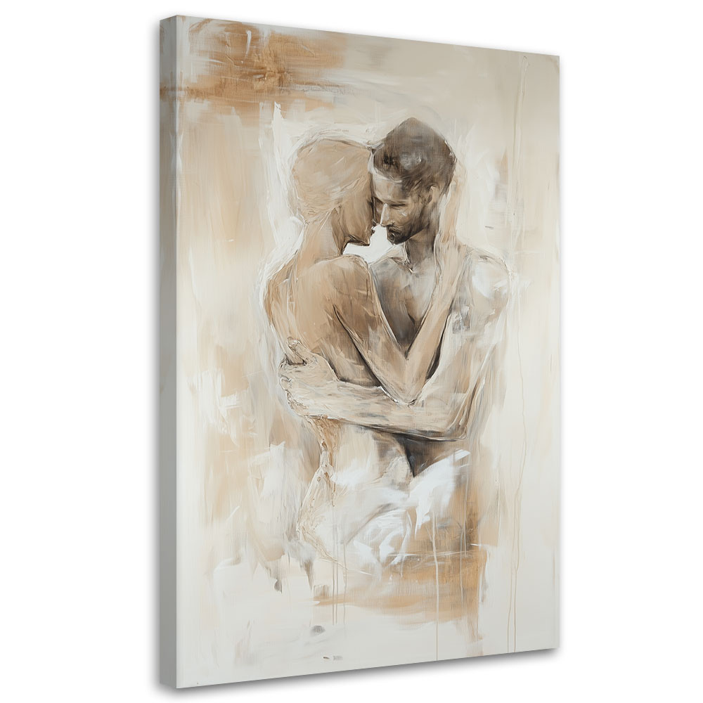 Feeby Obraz na płótnie, Romantyczna Para Akt Miłość Beżowy 40x60