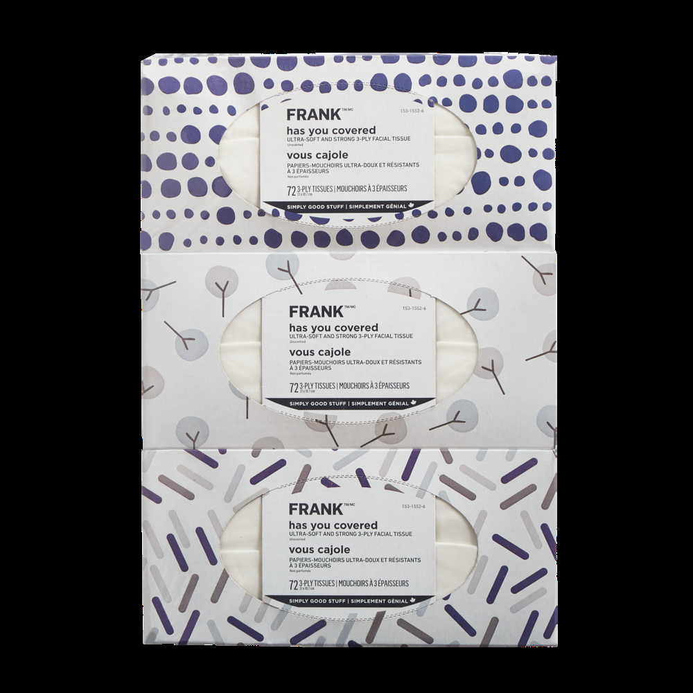 FRANK Facial Tissues, 9-pk, Ultra-Soft & Strong