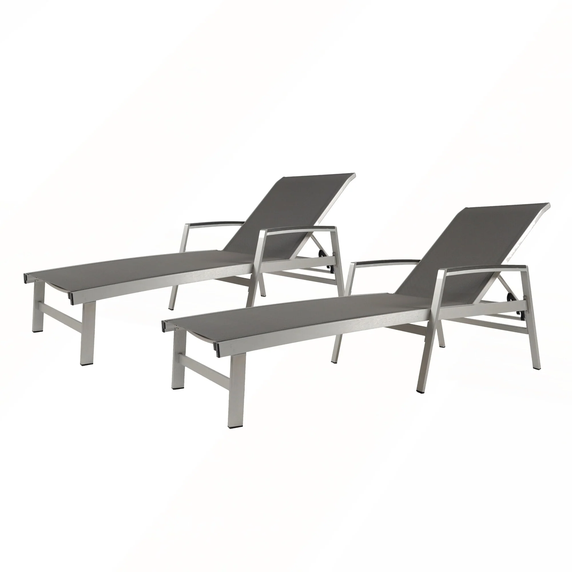Aluminum Frame Adjustable Mesh Chaise Lounges Set