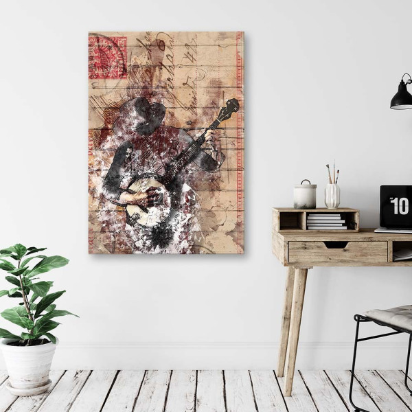 Feeby Obraz na płótnie Muzyk gitara vintage 40x60