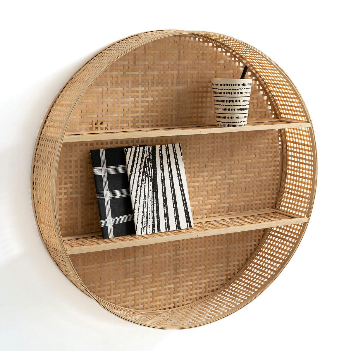Étagère murale ronde en bambou Ø60 cm, Hadga