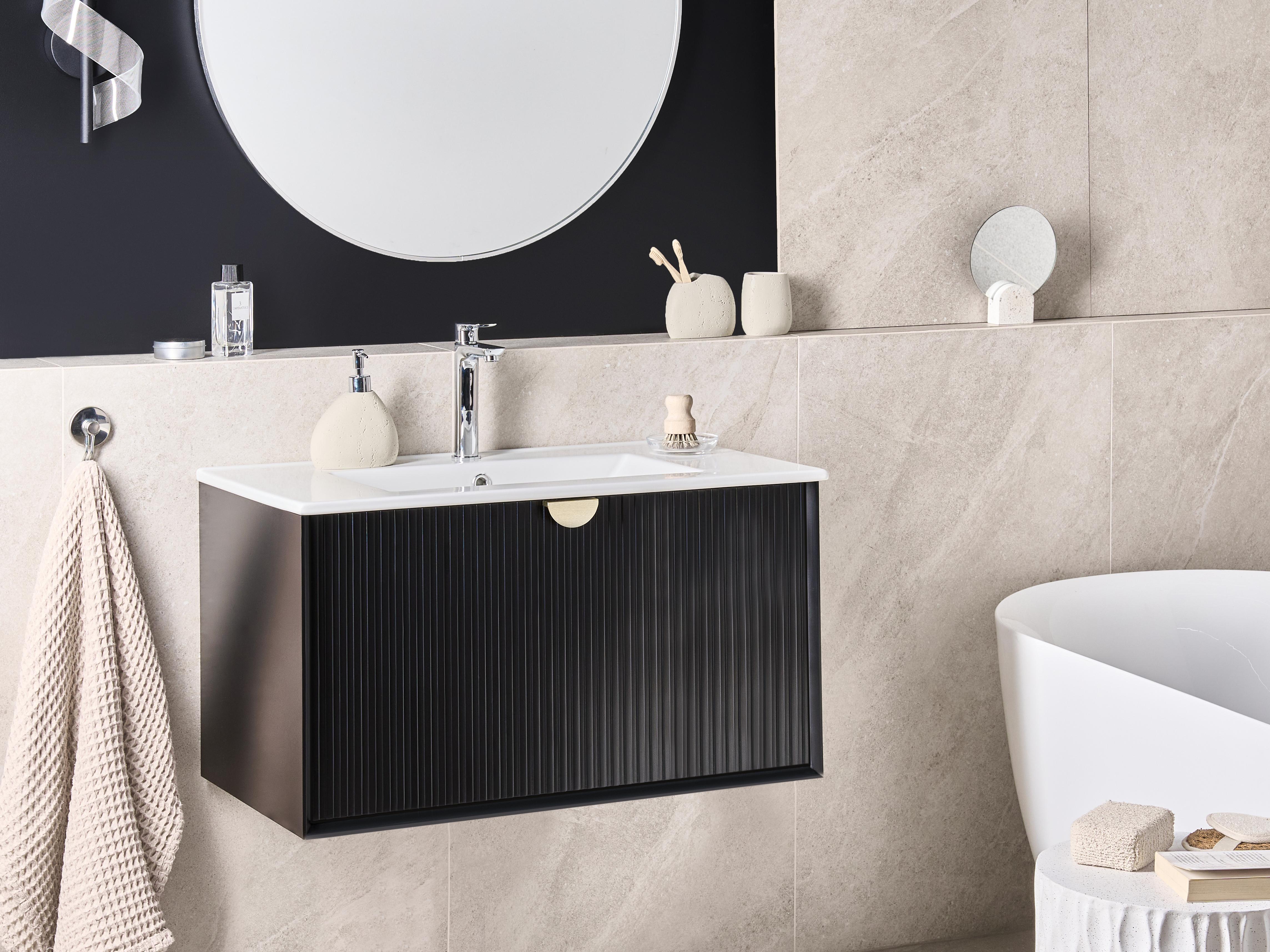 Wall Mounted Vanity Unit with Basin BONAIRE Black