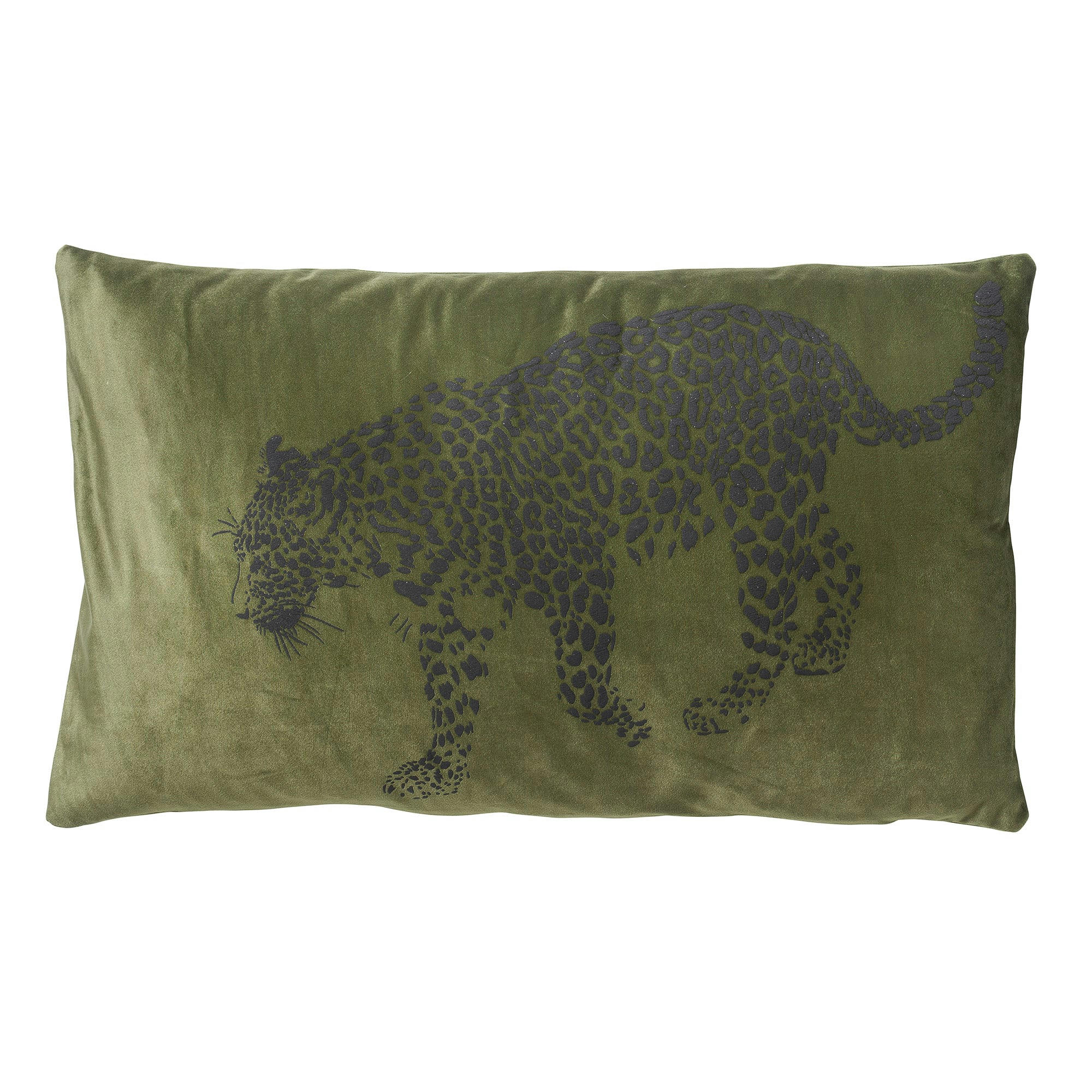 - Housse de coussin vert en velours-30x50 cm avec imprimé animalier