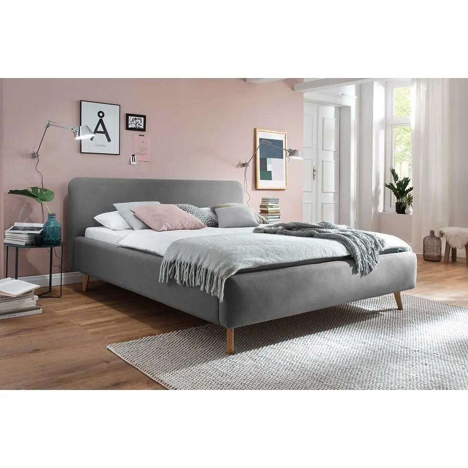 Gestoffeerd bed Tony 160x200 - lichtgrijs