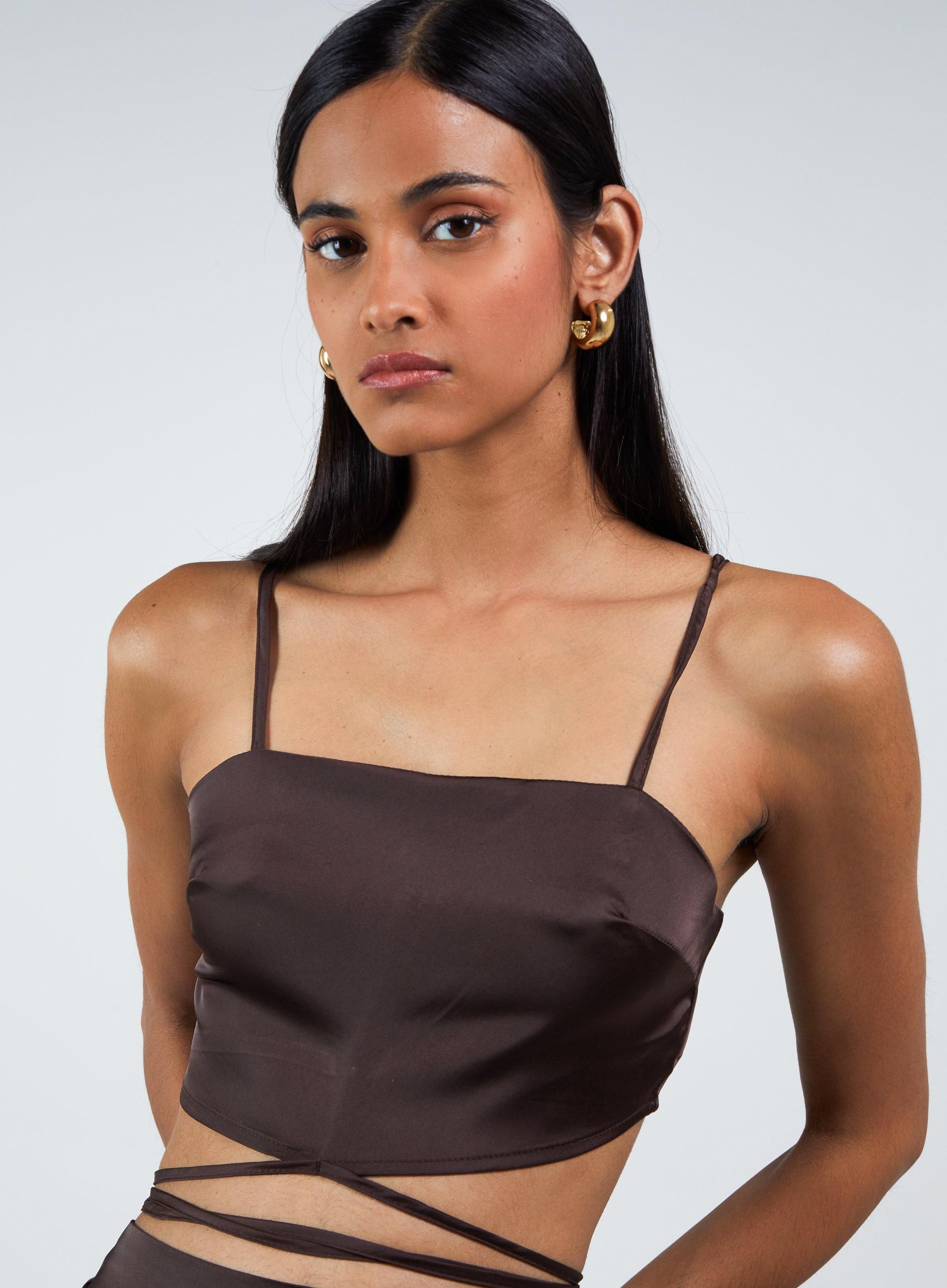 Blue Vanilla Silky Tie Wrap Cami Top