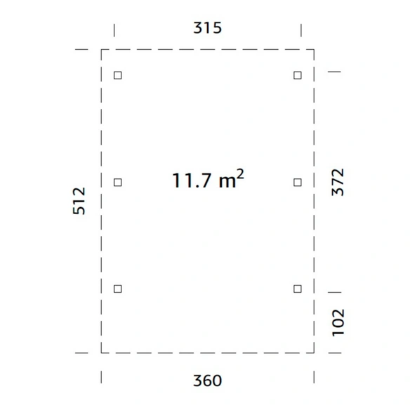 Carport »Karl«, Aufstellmaße BxTxH: 360 x 512 x 230 cm, lackiert, Holz