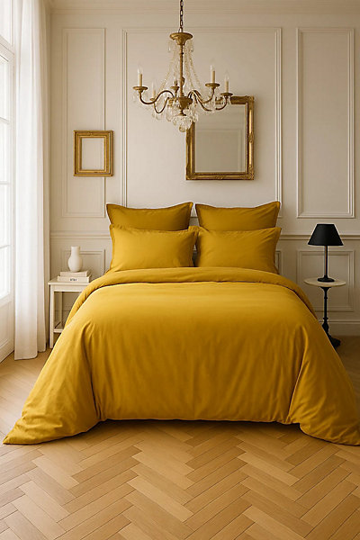 Housse de couette en satin de coton Uni